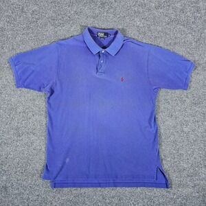 Polo Ralph Lauren Purple Polo Shirt Mens XL Red Pony Logo Cotton Casual Flaw